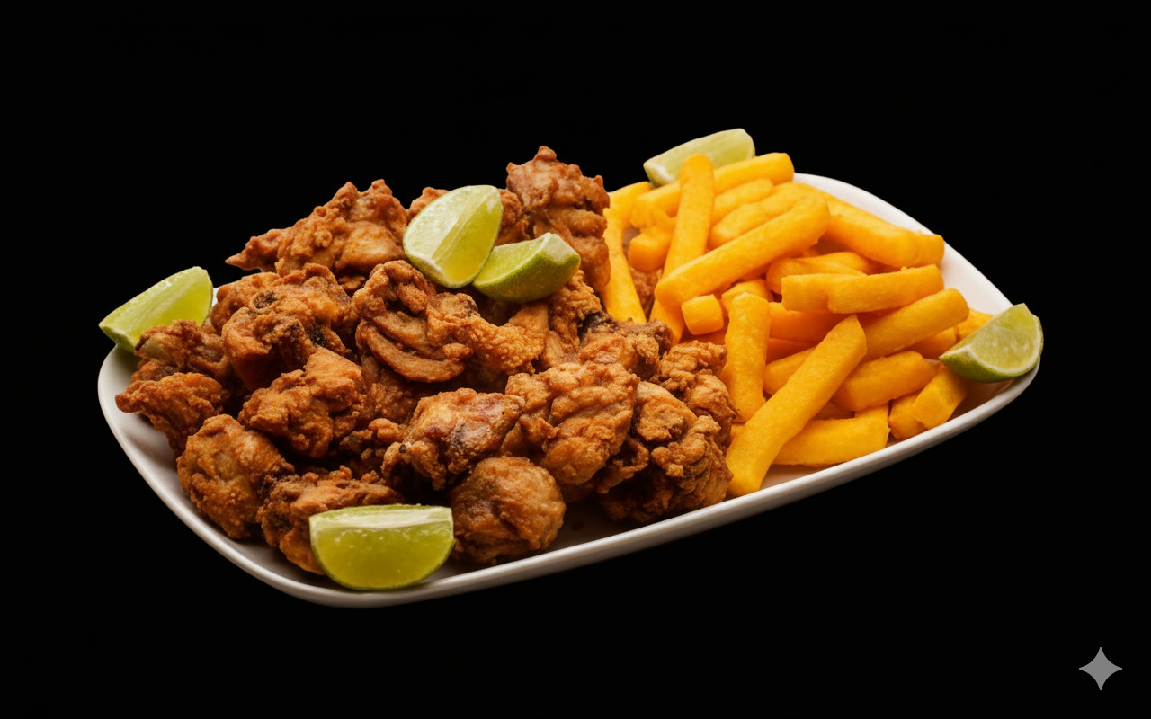 Frango a Passarinho com batata frita